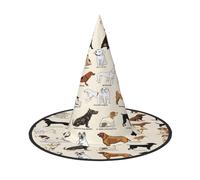 JAYWIS Race de chien - Chapeau d'Halloween à couverture complète pour adulte - Couvre-chef de sorcière pliable pour foires de la Renaissance, fêtes gothiques et festivals