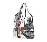 JAYWIS Red Phone Booth London Street - Sacs de courses réutilisables - Sac fourre-tout compact et respectueux de l'environnement pour les courses et les voyages, durable, peut supporter 15,9 kg.