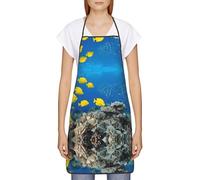 JAYWIS Tabliers imprimés sans poche (poisson coloré) - Protection en polyester léger pour la cuisine et une utilisation commerciale - Design doux résistant à l'eau pour femme/homme