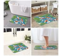 JAYWIS Tapis antidérapant en flanelle avec imprimé de jolis poissons koï japonais, 40 x 60 cm, lavable pour cuisine et salle de bain, toucher doux, protection pratique.