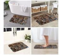 JAYWIS Tapis antidérapant en flanelle avec imprimé livres, 40 x 60 cm, lavable pour cuisine et salle de bain, toucher doux, protection pratique.