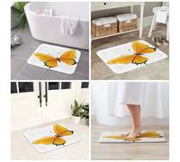 JAYWIS Tapis antidérapant en flanelle avec jolis papillons - 40 x 60 cm - Lavable - Doux au toucher - Protection pratique.