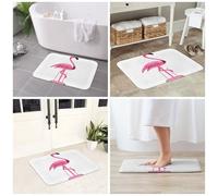 JAYWIS Tapis antidérapant en flanelle imprimé flamant rose 40 x 60 cm - Paillasson lavable pour cuisine et salle de bain, toucher doux, protection pratique.