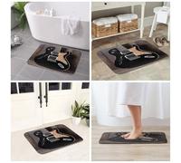 JAYWIS Tapis antidérapant en flanelle imprimé guitare musicale 40 x 60 cm lavable pour cuisine et salle de bain, toucher doux, protection pratique.
