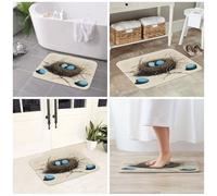JAYWIS Tapis antidérapant en flanelle imprimé nid d'oiseaux 40 x 60 cm - Paillasson lavable pour cuisine et salle de bain, toucher doux, protection pratique.