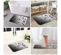 JAYWIS Tapis antidérapant en flanelle imprimé notes de musique 40 x 60 cm lavable pour cuisine et salle de bain, toucher doux, protection pratique.