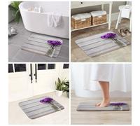 JAYWIS Tapis antidérapant en flanelle imprimé orchidée 40 x 60 cm - Paillasson lavable pour cuisine et salle de bain, toucher doux, protection pratique.