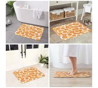 JAYWIS Tapis antidérapant en flanelle imprimé pêche 40 x 60 cm - Paillasson lavable pour cuisine et salle de bain, toucher doux, protection pratique.