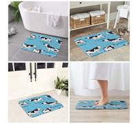 JAYWIS Tapis antidérapant en flanelle imprimé vache 40 x 60 cm lavable pour cuisine et salle de bain, toucher doux, protection pratique.