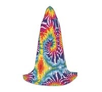 JAYWIS tie dye arc-en-ciel - Cape à capuche imprimée pour jeunes - Cape imprimée réglable pour adolescents, aventures d'Halloween, fêtes et fêtes - Taille L