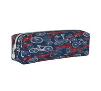 JAYWIS Trousse à crayons en cuir imprimé avec fermeture éclair faite à la main Motif vélos, blanc, Taille unique, Trousse de beauté