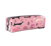 JAYWIS Trousse à crayons en cuir imprimé bouledogue français et fleurs avec fermeture éclair, faite à la main, compacte pour l'école, le bureau et les voyages, blanc, Taille unique, Trousse de beauté