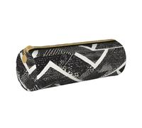 JAYWIS Trousse à crayons en cuir imprimé marbre noir et blanc avec fermeture éclair, organiseur cylindrique compact pour l'école, le bureau et les voyages, blanc, Taille unique, Organiseur de sac