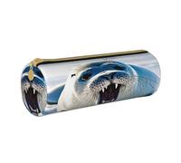 JAYWIS Trousse à crayons en cuir imprimé phoque du Groenland avec fermeture éclair - Organiseur cylindrique compact pour l'école, le bureau et les voyages, blanc, Taille unique, Organiseur de sac