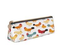 JAYWIS Trousse à crayons triangulaire en cuir avec imprimé « A Brood of Chicken » - Organiseur pour l'école, le bureau et les voyages - Fermeture éclair de qualité supérieure, blanc, Taille unique