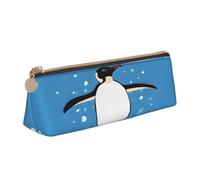 JAYWIS Trousse à crayons triangulaire en cuir avec imprimé pingouin mignon pour l'école, le bureau et les voyages, fermeture éclair de qualité supérieure, blanc, Taille unique, Organiseur de sac