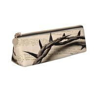 JAYWIS Trousse à crayons triangulaire en cuir avec motif couronne d'épines pour l'école, le bureau et les voyages, fermeture éclair de qualité supérieure, blanc, Taille unique, Organiseur de sac