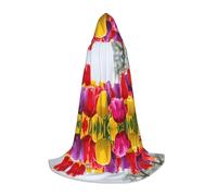 JAYWIS Tulipes colorées - Cape à capuche imprimée pour jeunes - Cape imprimée réglable pour adolescents, aventures d'Halloween, fêtes et fêtes - Taille S