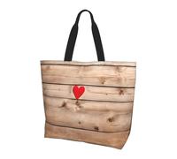 JAYWIS Wood Heart Sac à bandoulière spacieux pour femme - Sac fourre-tout léger et imperméable pour le shopping et les trajets quotidiens, compartiment principal spacieux, à transporter comme sac à