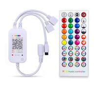 Jaywool Contrôleur LED Bluetooth CC 5-24 V + télécommande à 40 touches, contrôle par application et synchronisation de la musique RVB IR pour lumière LED RVB 5050 3528