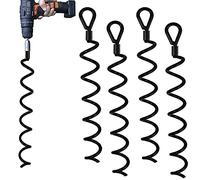 Jayzod 46cm Spiral Earth Ground kit d'ancrage haute performance pour hangar Idéal comme poteau d'attache pour chien pour sécuriser les animaux, les tentes, les auvents, les hangars, paquet de 4
