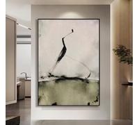 JAZOQPNDL Tableau abstrait minimaliste à lignes noires sur toile, tons neutres, affiche moderne imprimée, décoration murale (60 x 80 cm/cadre intérieur)