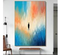 JAZOQPNDL Tableau abstrait sur toile représentant une silhouette solitaire, style vintage, affiche décorative (30 x 40 cm, cadre intérieur)