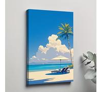 JAZOQPNDL Tableau sur toile représentant un paysage tropical de Palm Beach, affiche moderne imprimée, décoration intérieure (50 x 70 cm/cadre intérieur)