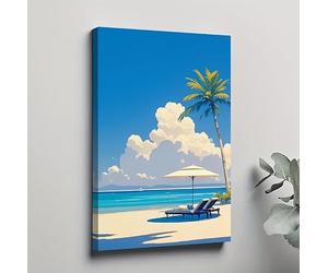 JAZOQPNDL Tableau sur toile représentant un paysage tropical de Palm Beach, affiche moderne imprimée, décoration intérieure (30 x 40 cm, sans cadre)