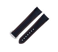 Jazoxy Bracelet de montre 20 mm avec extrémité incurvée pour Omega Strap AT150 Seamaster 300 Planet Ocean De Ville Speedmaster Noir Orange Line Bracelet de montre en nylon de vache haute densité, 20MM