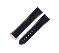 Jazoxy Bracelet de montre 20 mm avec extrémité incurvée pour Omega Strap AT150 Seamaster 300 Planet Ocean De Ville Speedmaster Noir Orange Line Bracelet de montre en nylon de vache haute densité, 20MM