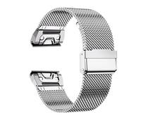 Jazoxy Bracelet de montre en acier inoxydable Forerunner 965 à ajustement rapide 20/22/26 mm pour Garmin Fenix 8 43 51 mm 7S 7X 7 Pro Fenix 6S 6 5S 5X 5Plus Tactix 7, argent, 20mm