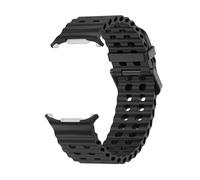 Jazoxy Bracelet en Silicone marin pour Samsung montre ultra 47mm Bracelet sans espaces Sport bande bicolore pour Galaxy 7 ultra bracelets de montre(Black)