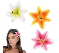 JazSwirl Luau Lot de 3 pinces à cheveux en forme de fleur hawaïenne pour femme, 10,9 cm, grandes pinces à cheveux motif hibiscus tropical, accessoires de cheveux pour plage, vacances, fête