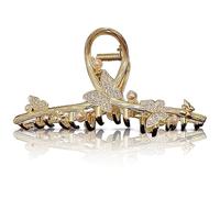 JazSwirl Pinces à cheveux papillon pour femme, 10 x 5 cm, pinces à cheveux en forme de papillon, perles dorées et strass pour accessoires de cheveux élégants (perles dorées)