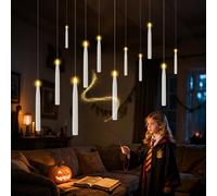 Jaztral Lot de 12 bougies flottantes avec télécommande magique - Bougies coniques LED sans flamme avec lumière chaude vacillante - Fonctionnement à piles - Pour Halloween, Noël, anniversaire, fête de