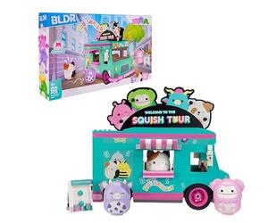 Jazwares Ensemble de Construction Squishmallows BLDR - Van Squish Tour avec 788 pièces, Dont Cam, Bubba et Brina - Jouet sous Licence Officielle