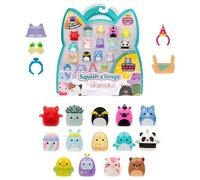 Jazwares Pack de 14 Mini-Squish Squish-a-Longs (Vague 5, Style 1) Comprend comme Valentine la Chauve-Souris Rouge, Kitty la Licorne Rose foncé, Kayce Le Panda Licorne et Un Mini-Squish mystère!