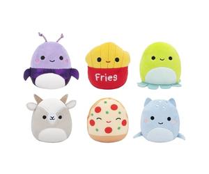Jazwares Pack de 6 Micromallows Original Squishmallows - Axel Le Scarabée, Lune Le Monstre du Loch Ness, Malcom Le Champignon, Orphie la Pieuvre, Pep la Pizza, Walker la Chèvre