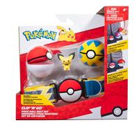 Jazwares Pokémon Clip'n'Go Set de Poké Ball, Quick Ball et Pichu avec ceinture