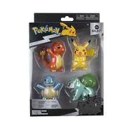 Jazwares Pokémon Select Figurines de Combat, Lot de 4, Brillance Iridescente, Pikachu, Bulbasaur, Charmander, Squirtle, 7,5 cm