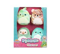 Jazwares Squishville by Original Squishmallows Prehistoric Squad - Quatre Peluches Squishmallows de 5cm Comprenant Cherie, Decker, Fletcher et Nessie - Jouets pour Enfants