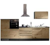 Jazz 4 Cuisine d'angle moderne sans appareils électriques en anthracite, aspect chêne artisan - Kitchenette spacieuse en forme de L avec beaucoup d'espace de rangement - 320 x 200 x 60 cm (l x H x P)