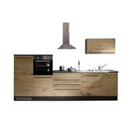 Jazz 4 Kitchenette moderne avec appareils électriques en anthracite, aspect chêne artisan - Cuisine encastrée spacieuse avec beaucoup d'espace de rangement - 320 x 200 x 60 cm (l x H x P)