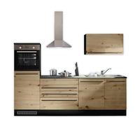 Jazz 6 Kitchenette moderne avec appareils électriques en anthracite, aspect chêne artisan - Cuisine encastrée spacieuse avec beaucoup d'espace de rangement - 260 x 200 x 60 cm (l x H x P)