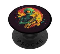 Jazz de l'espace extra-atmosphérique avec une touche d'extraterrestre comique PopSockets PopGrip Adhésif