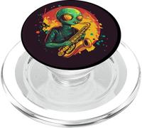 Jazz de l'espace extra-atmosphérique avec une touche d'extraterrestre comique PopSockets PopGrip pour MagSafe