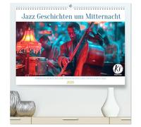 Jazz Geschichten um Mitternacht (hochwertiger Premium Wandkalender 2026 DIN A2 quer), Kunstdruck in Hochglanz: Mitternachtsmelodien: Eine Ode an das Lebensgefühl des Jazz