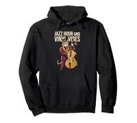 Jazz Hour and Vinyl Vibes Band Music Record Cat Lover Sweat à Capuche