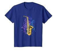 Jazz Saxophoniste Saxo Notes De Musique Saxophone T-Shirt, Enfant, Bleu Royal, 3 Ans